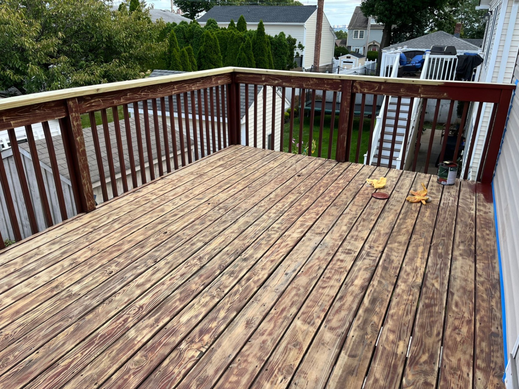 Wood deck sanded and refinished